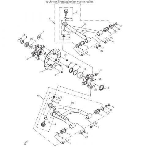 Unterer A-Arm vorne rechts, Adly ATV Conquest 600 4x4